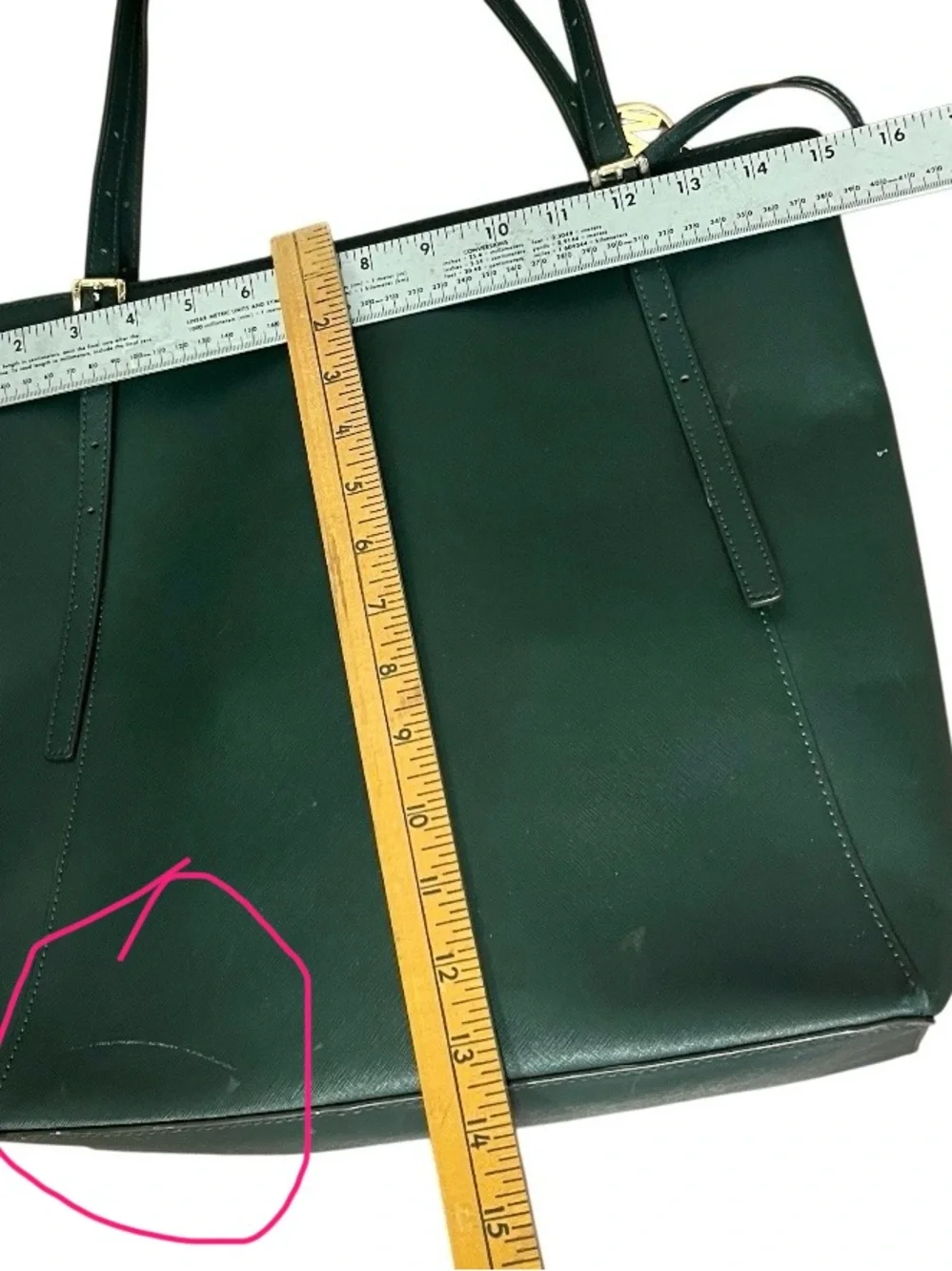 MICHAEL KORS Charlotte Large Tote Racing Green Saffiano Leather Adjustable Strap - Picture 6 of 11